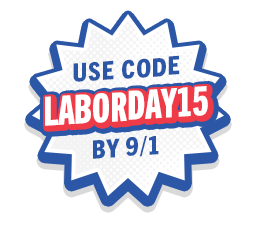 Use code LABORDAY15 by 9/1