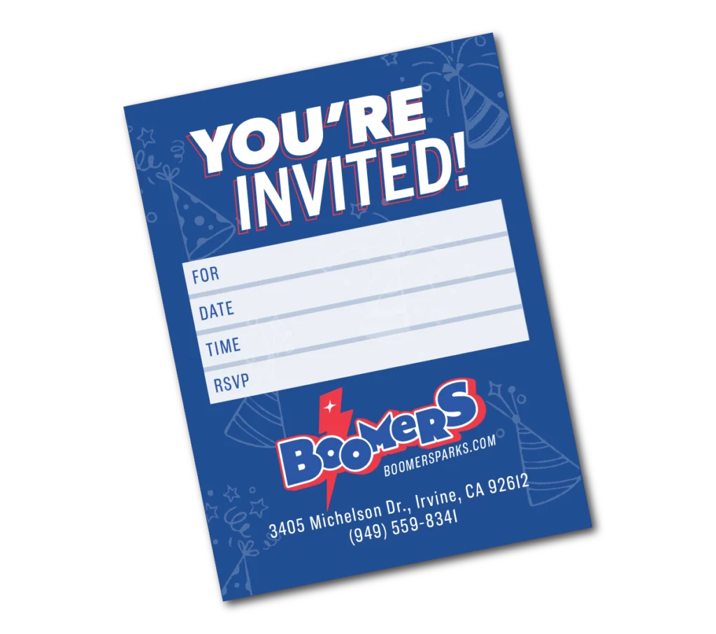 Party Invite mockup for Boomers Irvine