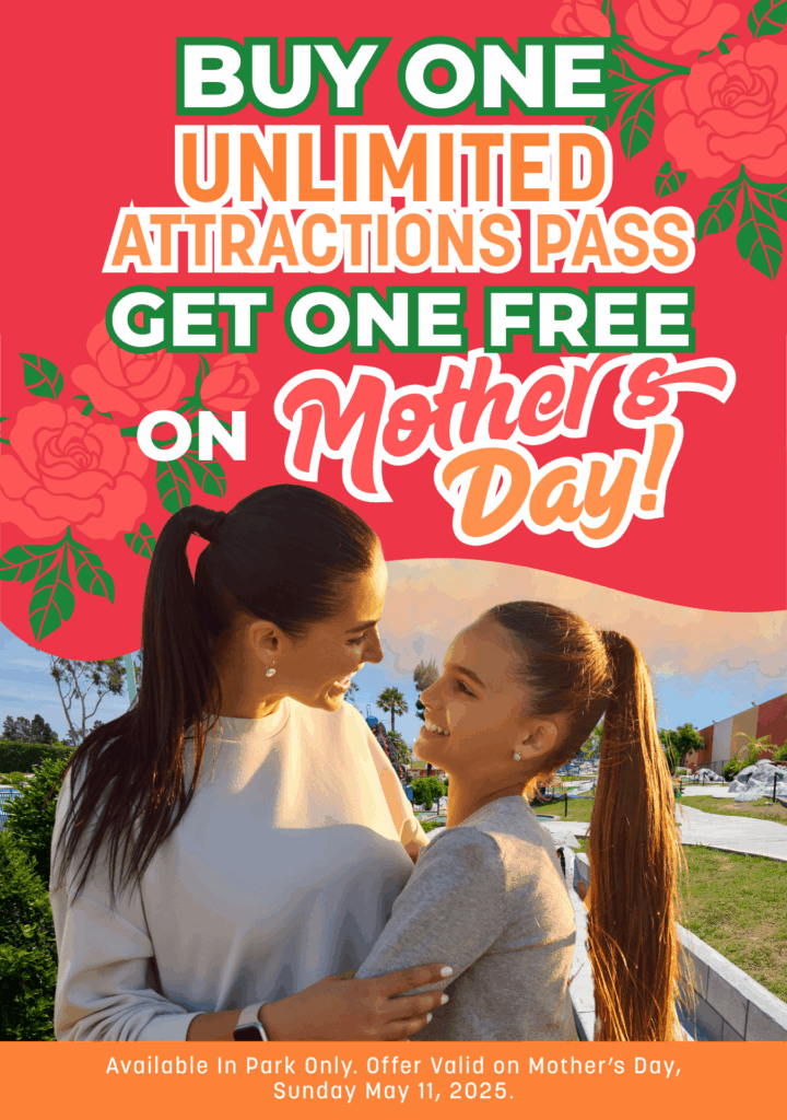 Buy-one get one pass for Mother's Day at Boomers