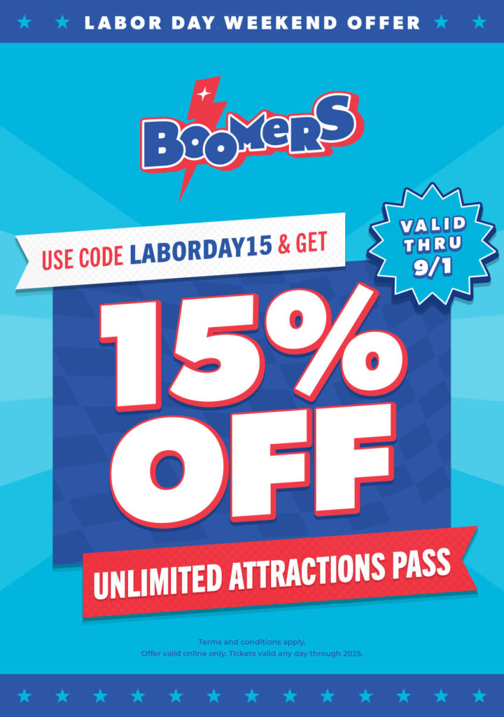 15% off all day unlimited attractions labor day weekend