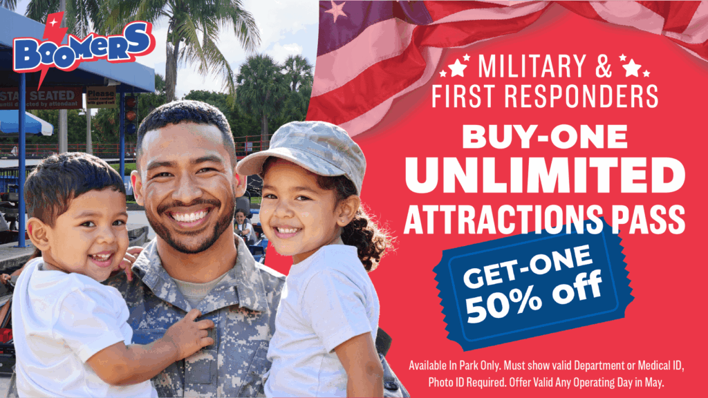 Buy One Get One half off military appreciation pass during May