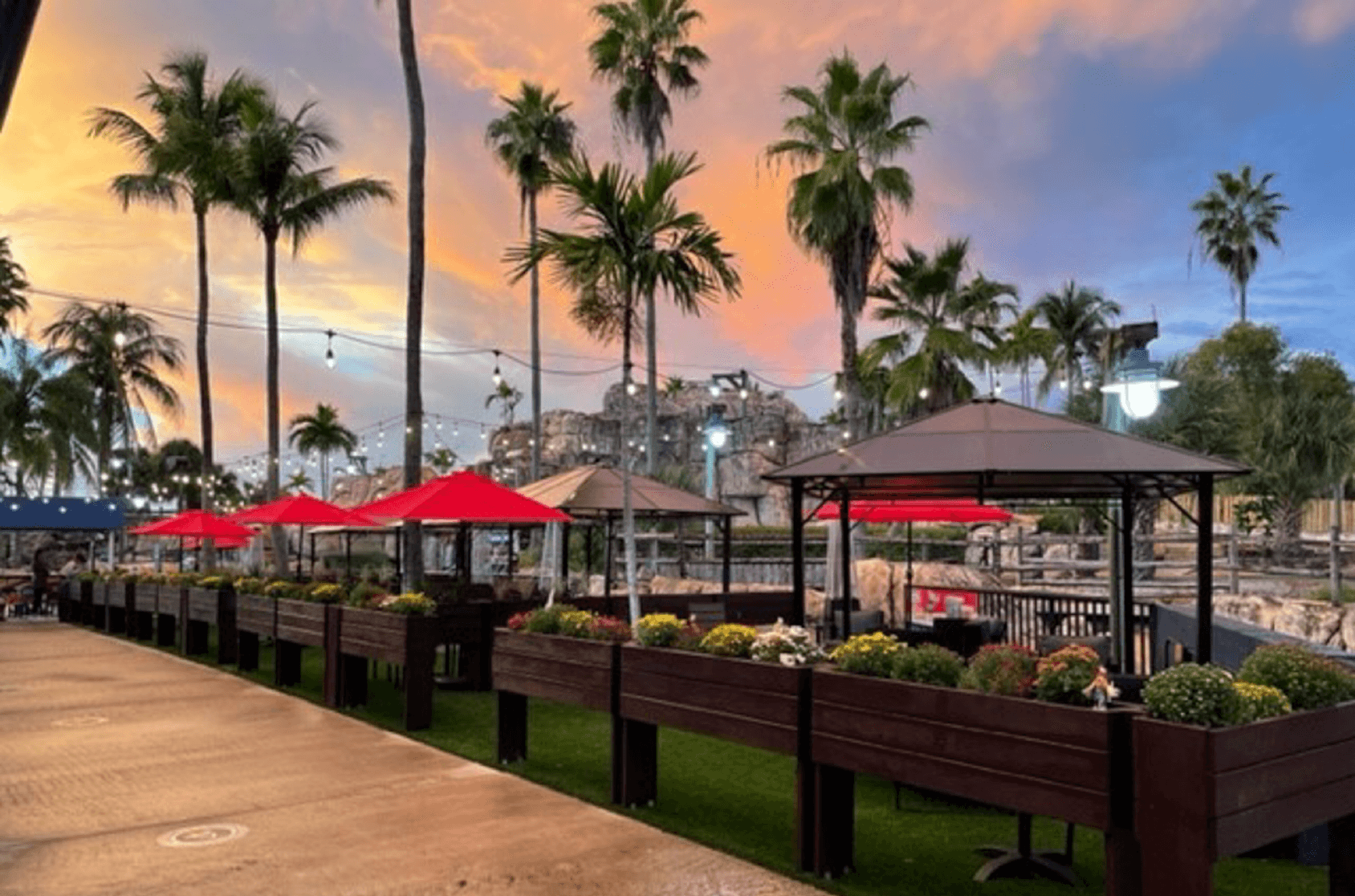 Cabanas at sunset in Boomers Boca Raton-01