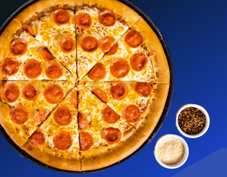 Pepperoni Pizza with parmesan and red chili flakes