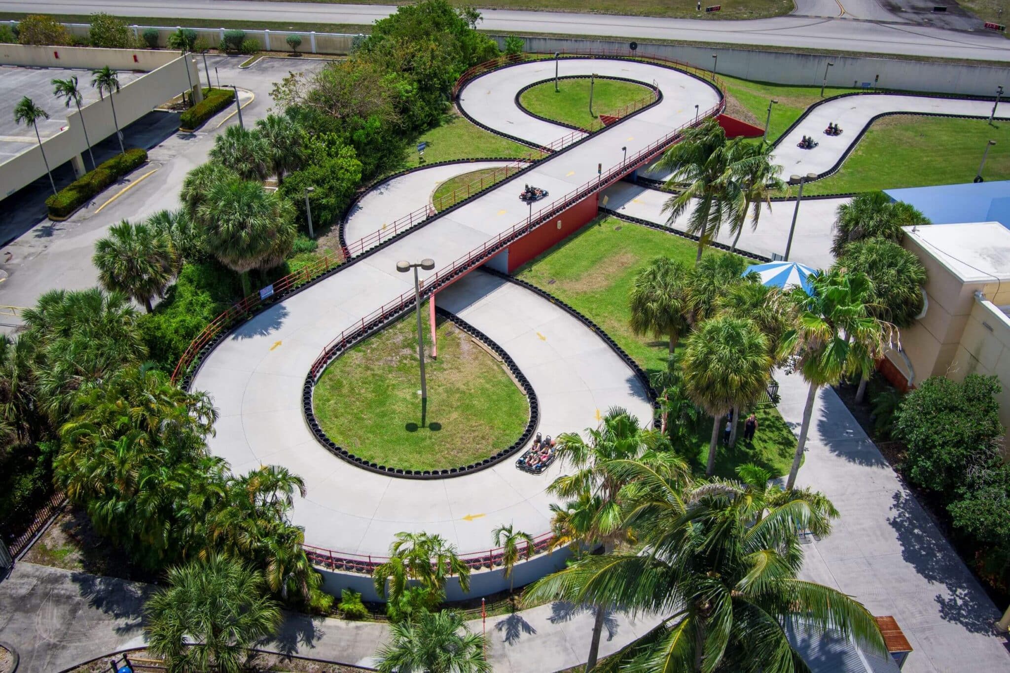 Drone shot of the Go Kart Track at Boomers Boca Raton