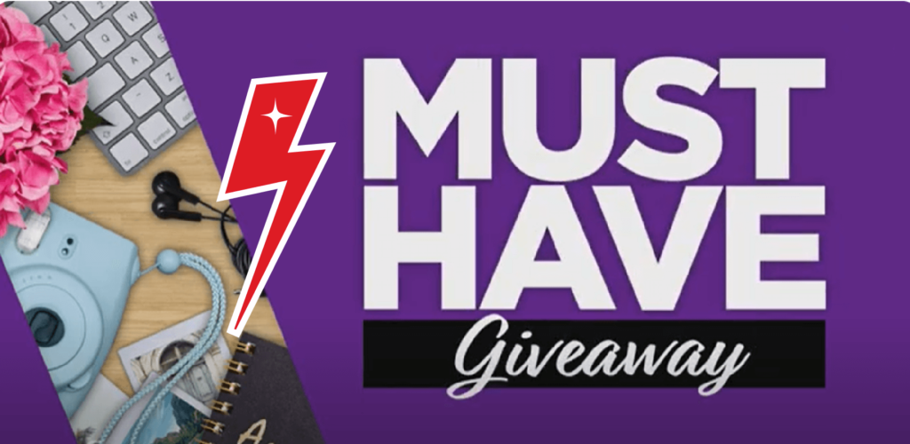 Boomers lightning bolt with Must Have Giveaway logo