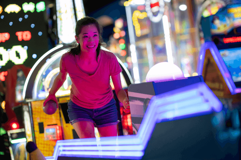 Skeeball game in the Boomers arcade