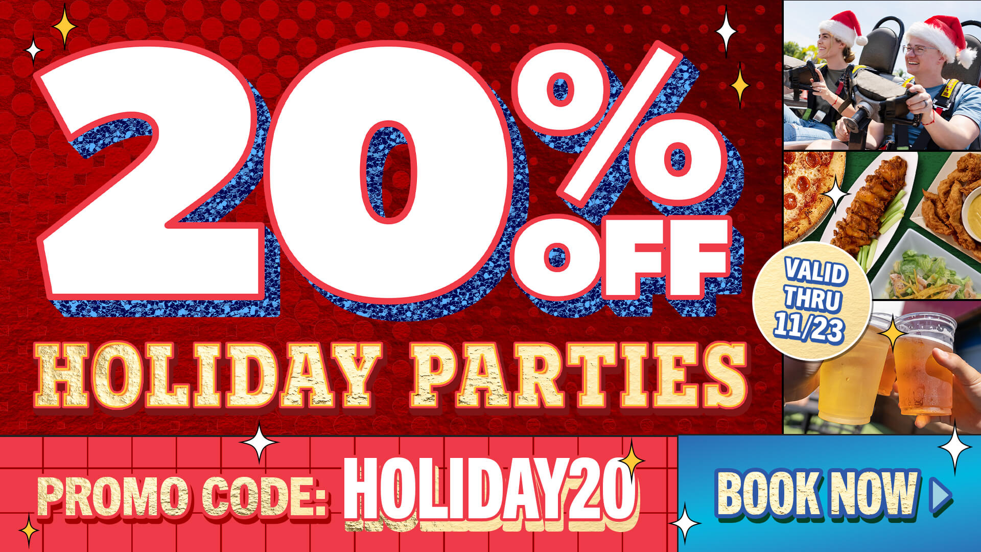 20% off Holiday Parties at Boomers