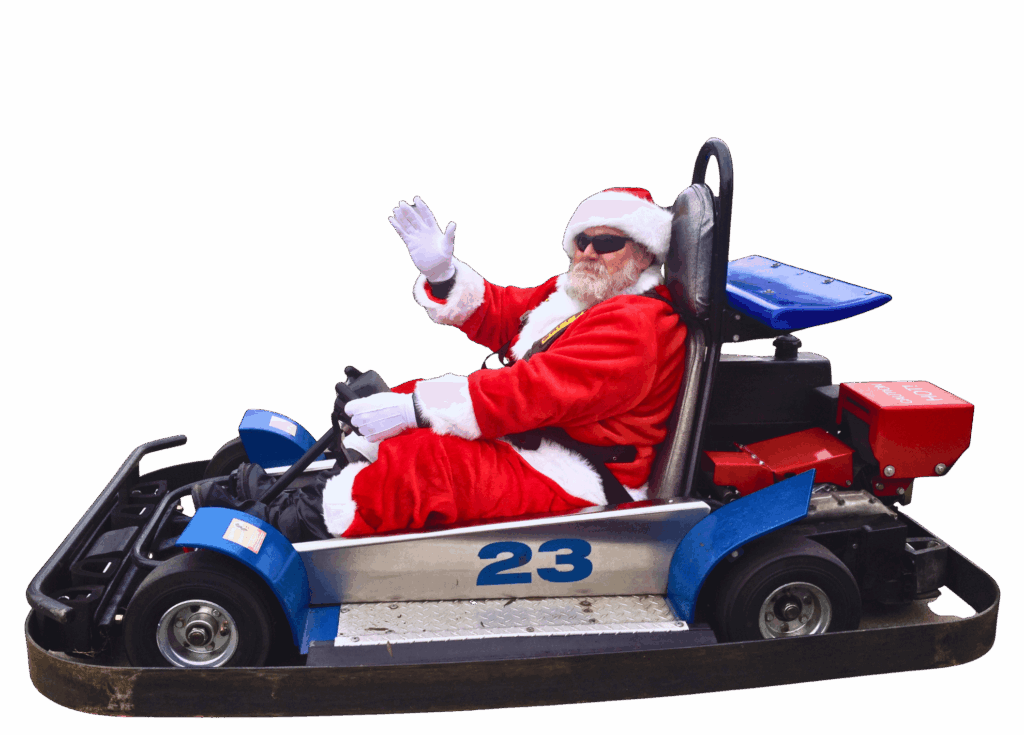 santa driving go karts