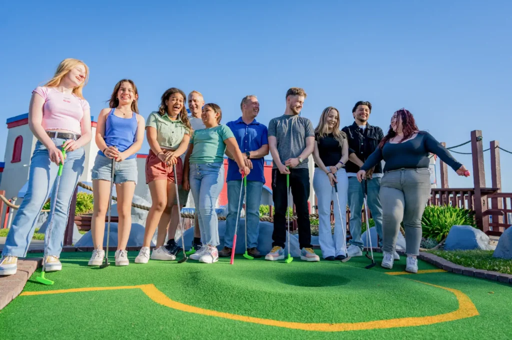 group mini golf outing at Boomers